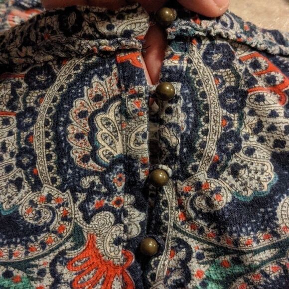 LIVE in love soft top 3/4 sleeve Paisley boho shirt scoop Medium M Lucky Brand - Picture 8 of 12